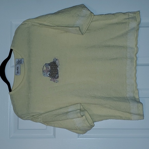 Le Moda Seashell Knit Short Sleeve Sweater Top Size XL - Picture 1 of 5
